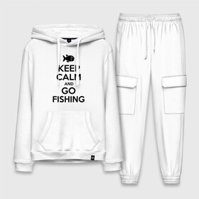 Мужской костюм хлопок с толстовкой с принтом Keep calm and go fishing в Белгороде,  |  | Тематика изображения на принте: fishing | keep calm | рыбак | рыбалка | рыбачить | сохраняй спокойствие