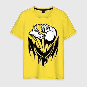 Мужская футболка хлопок с принтом Крылатая смерть в Белгороде, 100% хлопок | прямой крой, круглый вырез горловины, длина до линии бедер, слегка спущенное плечо. | Тематика изображения на принте: демон | крылатая | череп