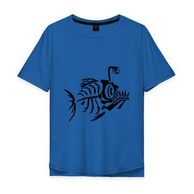 Мужская футболка хлопок Oversize с принтом Скелет глубоководной рыбы в Белгороде, 100% хлопок | свободный крой, круглый ворот, “спинка” длиннее передней части | Тематика изображения на принте: скелет
