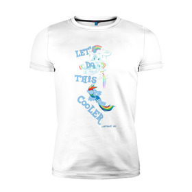 Мужская футболка премиум с принтом Rainbow Dash Let`s Do This в Белгороде, 92% хлопок, 8% лайкра | приталенный силуэт, круглый вырез ворота, длина до линии бедра, короткий рукав | Тематика изображения на принте: 