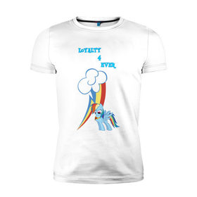 Мужская футболка премиум с принтом Rainbow Dash Loyalty в Белгороде, 92% хлопок, 8% лайкра | приталенный силуэт, круглый вырез ворота, длина до линии бедра, короткий рукав | Тематика изображения на принте: 