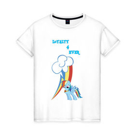 Женская футболка хлопок с принтом Rainbow Dash Loyalty в Белгороде, 100% хлопок | прямой крой, круглый вырез горловины, длина до линии бедер, слегка спущенное плечо | 