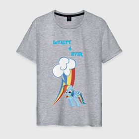 Мужская футболка хлопок с принтом Rainbow Dash Loyalty в Белгороде, 100% хлопок | прямой крой, круглый вырез горловины, длина до линии бедер, слегка спущенное плечо. | Тематика изображения на принте: 