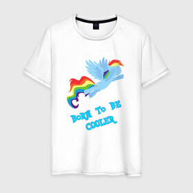 Мужская футболка хлопок с принтом Rainbow Dash в Белгороде, 100% хлопок | прямой крой, круглый вырез горловины, длина до линии бедер, слегка спущенное плечо. | 