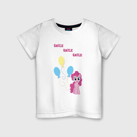 Детская футболка хлопок с принтом Pinkie Pie в Белгороде, 100% хлопок | круглый вырез горловины, полуприлегающий силуэт, длина до линии бедер | Тематика изображения на принте: 