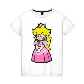 Женская футболка хлопок с принтом Принцесса в Белгороде, 100% хлопок | прямой крой, круглый вырез горловины, длина до линии бедер, слегка спущенное плечо | марио