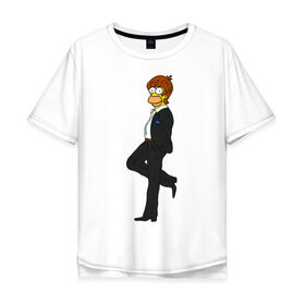 Мужская футболка хлопок Oversize с принтом Мистер Симпсон в Белгороде, 100% хлопок | свободный крой, круглый ворот, “спинка” длиннее передней части | гомер