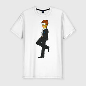 Мужская футболка премиум с принтом Мистер Симпсон в Белгороде, 92% хлопок, 8% лайкра | приталенный силуэт, круглый вырез ворота, длина до линии бедра, короткий рукав | гомер
