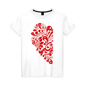 Женская футболка хлопок с принтом Половинка сердца в Белгороде, 100% хлопок | прямой крой, круглый вырез горловины, длина до линии бедер, слегка спущенное плечо | день святого валентина | любовь | сердце | символ | узоры | цветы