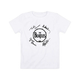 Детская футболка хлопок с принтом Beatles (автографы) в Белгороде, 100% хлопок | круглый вырез горловины, полуприлегающий силуэт, длина до линии бедер | битлз