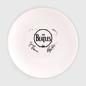 Тарелка с принтом Beatles (автографы) в Белгороде, фарфор | диаметр - 210 мм
диаметр для нанесения принта - 120 мм | битлз
