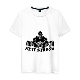 Мужская футболка хлопок с принтом Stay strong в Белгороде, 100% хлопок | прямой крой, круглый вырез горловины, длина до линии бедер, слегка спущенное плечо. | stay strong | будь сильным