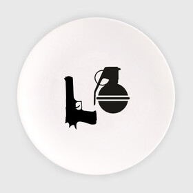 Тарелка с принтом Love guns в Белгороде, фарфор | диаметр - 210 мм
диаметр для нанесения принта - 120 мм | день святого валентина | любовь | оружие | символ