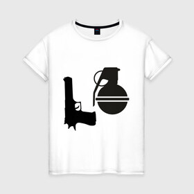 Женская футболка хлопок с принтом Love guns в Белгороде, 100% хлопок | прямой крой, круглый вырез горловины, длина до линии бедер, слегка спущенное плечо | день святого валентина | любовь | оружие | символ