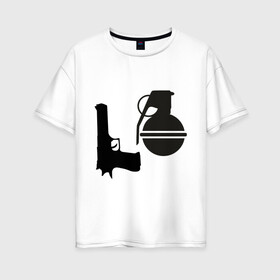 Женская футболка хлопок Oversize с принтом Love guns в Белгороде, 100% хлопок | свободный крой, круглый ворот, спущенный рукав, длина до линии бедер
 | день святого валентина | любовь | оружие | символ