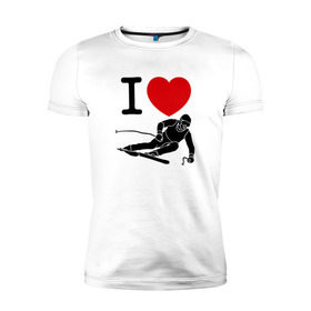 Мужская футболка премиум с принтом Я люблю лыжи в Белгороде, 92% хлопок, 8% лайкра | приталенный силуэт, круглый вырез ворота, длина до линии бедра, короткий рукав | 
