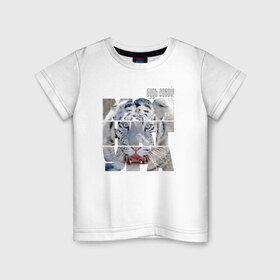 Детская футболка хлопок с принтом Белый тигр в Белгороде, 100% хлопок | круглый вырез горловины, полуприлегающий силуэт, длина до линии бедер | Тематика изображения на принте: 
