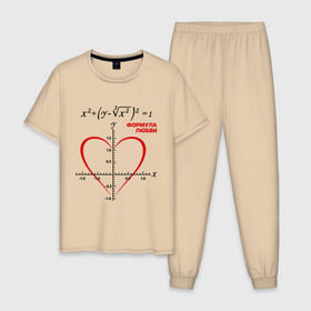 Мужская пижама хлопок с принтом Формула любви в Белгороде, 100% хлопок | брюки и футболка прямого кроя, без карманов, на брюках мягкая резинка на поясе и по низу штанин
 | Тематика изображения на принте: алгебра | график | любовь | математика | формула