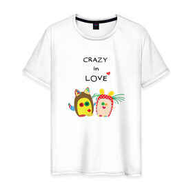 Мужская футболка хлопок с принтом Crazy in Love в Белгороде, 100% хлопок | прямой крой, круглый вырез горловины, длина до линии бедер, слегка спущенное плечо. | 