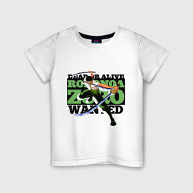 Детская футболка хлопок с принтом Ророноа Зоро в Белгороде, 100% хлопок | круглый вырез горловины, полуприлегающий силуэт, длина до линии бедер | 
