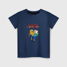 Детская футболка хлопок с принтом Adventure Time Fin and Jake в Белгороде, 100% хлопок | круглый вырез горловины, полуприлегающий силуэт, длина до линии бедер | 