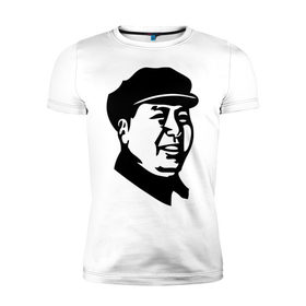 Мужская футболка премиум с принтом Мао в Белгороде, 92% хлопок, 8% лайкра | приталенный силуэт, круглый вырез ворота, длина до линии бедра, короткий рукав | Тематика изображения на принте: китай | кнр | мао | цзедун