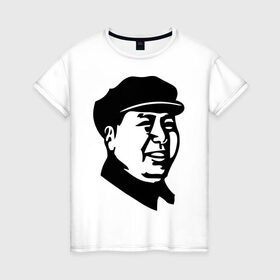 Женская футболка хлопок с принтом Мао в Белгороде, 100% хлопок | прямой крой, круглый вырез горловины, длина до линии бедер, слегка спущенное плечо | китай | кнр | мао | цзедун