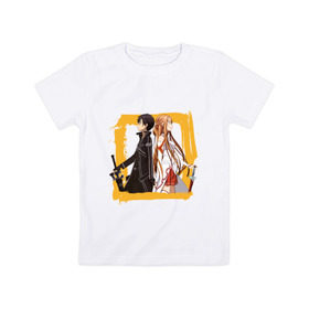 Детская футболка хлопок с принтом Asuna & Kirito в Белгороде, 100% хлопок | круглый вырез горловины, полуприлегающий силуэт, длина до линии бедер | anime | asuna | kirito | sao | sword art online | аниме | асуна | виртуальная реальность | игры | кирито | мечи | сворд арт онлайн