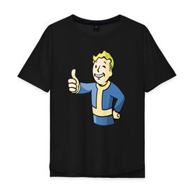 Мужская футболка хлопок Oversize с принтом Fallout vault boy в Белгороде, 100% хлопок | свободный крой, круглый ворот, “спинка” длиннее передней части | 