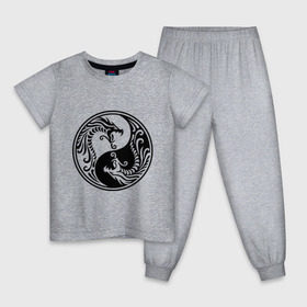 Детская пижама хлопок с принтом Два дракона Инь Янь в Белгороде, 100% хлопок |  брюки и футболка прямого кроя, без карманов, на брюках мягкая резинка на поясе и по низу штанин
 | Тематика изображения на принте: дракон | инь | ян