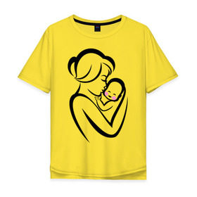 Мужская футболка хлопок Oversize с принтом Лучшая мама на свете в Белгороде, 100% хлопок | свободный крой, круглый ворот, “спинка” длиннее передней части | Тематика изображения на принте: лучшая мама | ребенок