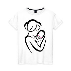 Женская футболка хлопок с принтом Лучшая мама на свете в Белгороде, 100% хлопок | прямой крой, круглый вырез горловины, длина до линии бедер, слегка спущенное плечо | лучшая мама | ребенок