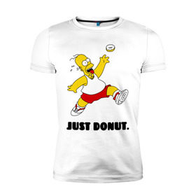 Мужская футболка премиум с принтом Гомер Симпсон - Только пончик в Белгороде, 92% хлопок, 8% лайкра | приталенный силуэт, круглый вырез ворота, длина до линии бедра, короткий рукав | Тематика изображения на принте: гомер