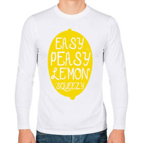 Мужской лонгслив хлопок с принтом Easy Peasy Lemon Squeezy в Белгороде, 100% хлопок |  | Тематика изображения на принте: 