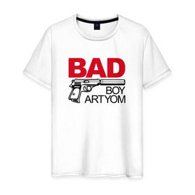 Мужская футболка хлопок с принтом Артём, плохой, парень в Белгороде, 100% хлопок | прямой крой, круглый вырез горловины, длина до линии бедер, слегка спущенное плечо. | 