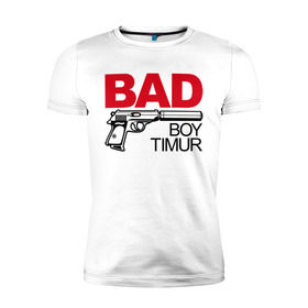 Мужская футболка премиум с принтом Тимур, плохой, парень в Белгороде, 92% хлопок, 8% лайкра | приталенный силуэт, круглый вырез ворота, длина до линии бедра, короткий рукав | Тематика изображения на принте: 