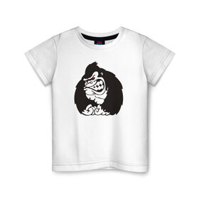 Детская футболка хлопок с принтом Горилла в Белгороде, 100% хлопок | круглый вырез горловины, полуприлегающий силуэт, длина до линии бедер | 