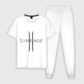 Мужская пижама хлопок с принтом Lineage logo в Белгороде, 100% хлопок | брюки и футболка прямого кроя, без карманов, на брюках мягкая резинка на поясе и по низу штанин
 | Тематика изображения на принте: lineage | logo | игра | логотип