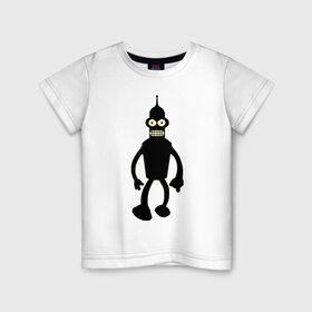 Детская футболка хлопок с принтом Бендер. в Белгороде, 100% хлопок | круглый вырез горловины, полуприлегающий силуэт, длина до линии бедер | 