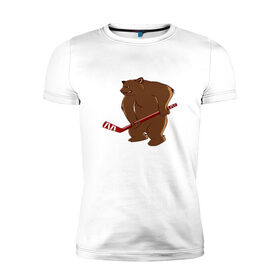 Мужская футболка премиум с принтом медведь-спортсмен в Белгороде, 92% хлопок, 8% лайкра | приталенный силуэт, круглый вырез ворота, длина до линии бедра, короткий рукав | 