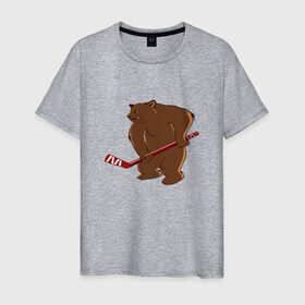 Мужская футболка хлопок с принтом медведь-спортсмен в Белгороде, 100% хлопок | прямой крой, круглый вырез горловины, длина до линии бедер, слегка спущенное плечо. | 