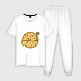 Мужская пижама хлопок с принтом Виниловая пицца в Белгороде, 100% хлопок | брюки и футболка прямого кроя, без карманов, на брюках мягкая резинка на поясе и по низу штанин
 | 
