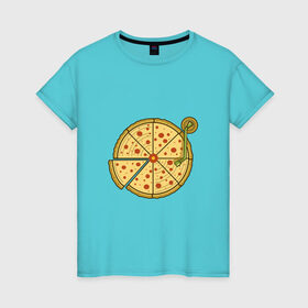 Женская футболка хлопок с принтом Виниловая пицца в Белгороде, 100% хлопок | прямой крой, круглый вырез горловины, длина до линии бедер, слегка спущенное плечо | 