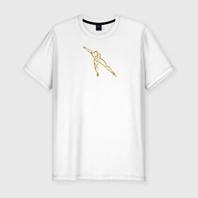 Мужская футболка премиум с принтом конькобежец в Белгороде, 92% хлопок, 8% лайкра | приталенный силуэт, круглый вырез ворота, длина до линии бедра, короткий рукав | Тематика изображения на принте: 