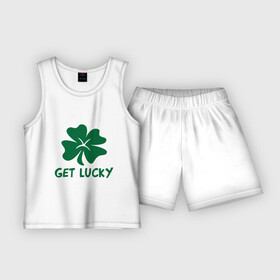 Детская пижама с шортами хлопок с принтом Get lucky в Белгороде,  |  | get lucky | ирландия | клевер | патрик | святой