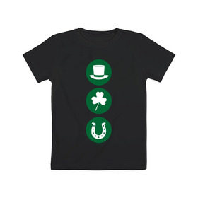 Детская футболка хлопок с принтом День святого Патрика в Белгороде, 100% хлопок | круглый вырез горловины, полуприлегающий силуэт, длина до линии бедер | ирландия | клевер | патрик | подкова | святой | шляпа