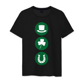 Мужская футболка хлопок с принтом День святого Патрика в Белгороде, 100% хлопок | прямой крой, круглый вырез горловины, длина до линии бедер, слегка спущенное плечо. | ирландия | клевер | патрик | подкова | святой | шляпа
