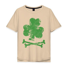 Мужская футболка хлопок Oversize с принтом Клевер в Белгороде, 100% хлопок | свободный крой, круглый ворот, “спинка” длиннее передней части | st. patrick day | горшок золота | день святого патрика | зеленый | ирландия | клевер | лепрекон | праздники | радуга | трилистник