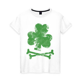 Женская футболка хлопок с принтом Клевер в Белгороде, 100% хлопок | прямой крой, круглый вырез горловины, длина до линии бедер, слегка спущенное плечо | st. patrick day | горшок золота | день святого патрика | зеленый | ирландия | клевер | лепрекон | праздники | радуга | трилистник