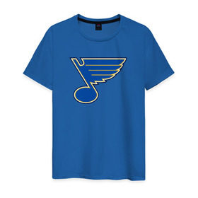 Мужская футболка хлопок с принтом St. Louis Blues в Белгороде, 100% хлопок | прямой крой, круглый вырез горловины, длина до линии бедер, слегка спущенное плечо. | Тематика изображения на принте: st. louis blues tarasenko | нхл